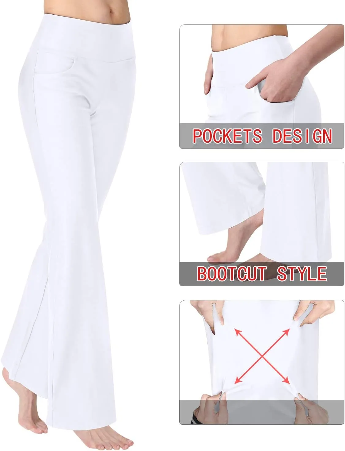 Zeronic Bootcut Yoga Pants for Women with Pockets High Waisted Workout Running Pants Tummy Control Long Bootleg Work Pants