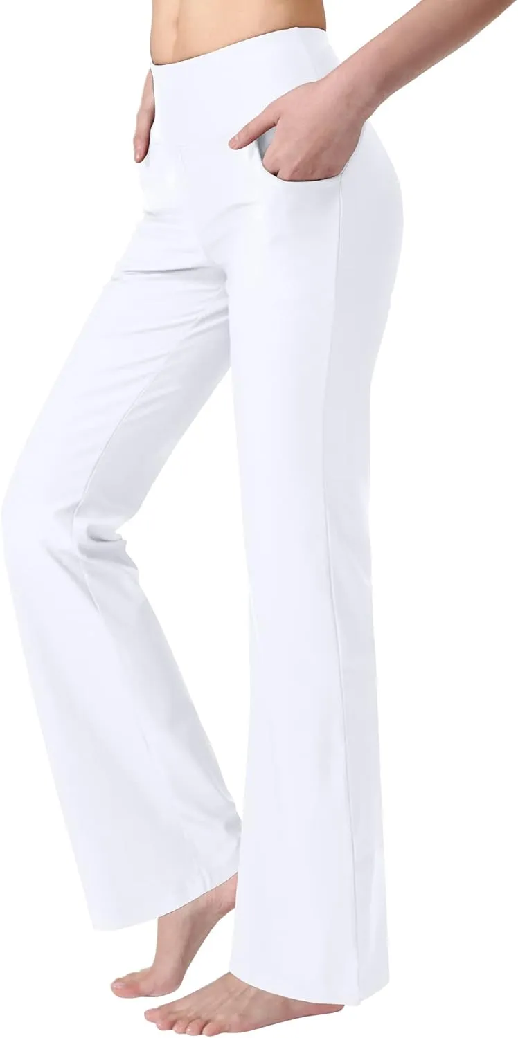 Zeronic Bootcut Yoga Pants for Women with Pockets High Waisted Workout Running Pants Tummy Control Long Bootleg Work Pants