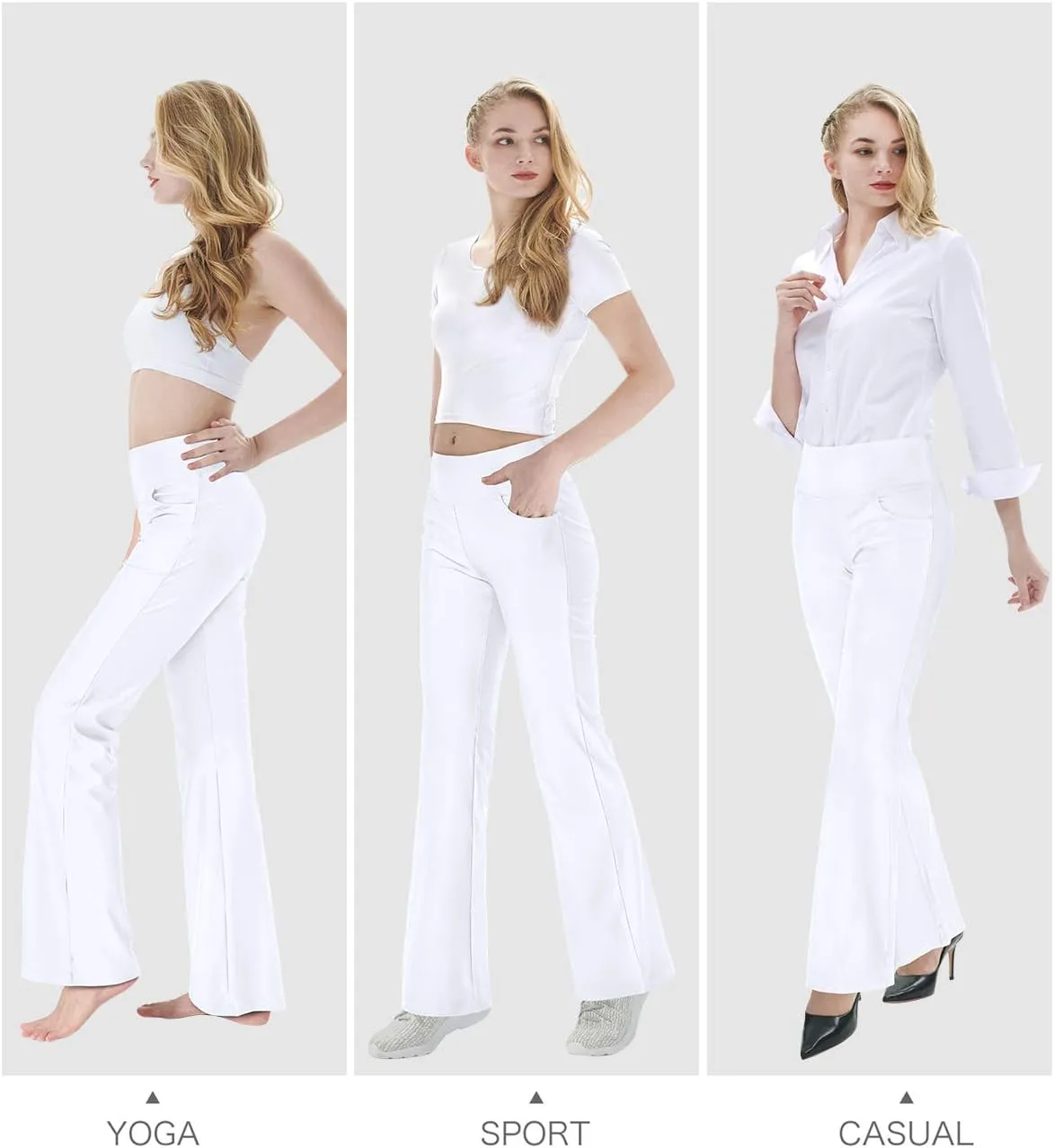 Zeronic Bootcut Yoga Pants for Women with Pockets High Waisted Workout Running Pants Tummy Control Long Bootleg Work Pants