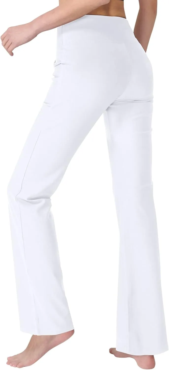 Zeronic Bootcut Yoga Pants for Women with Pockets High Waisted Workout Running Pants Tummy Control Long Bootleg Work Pants