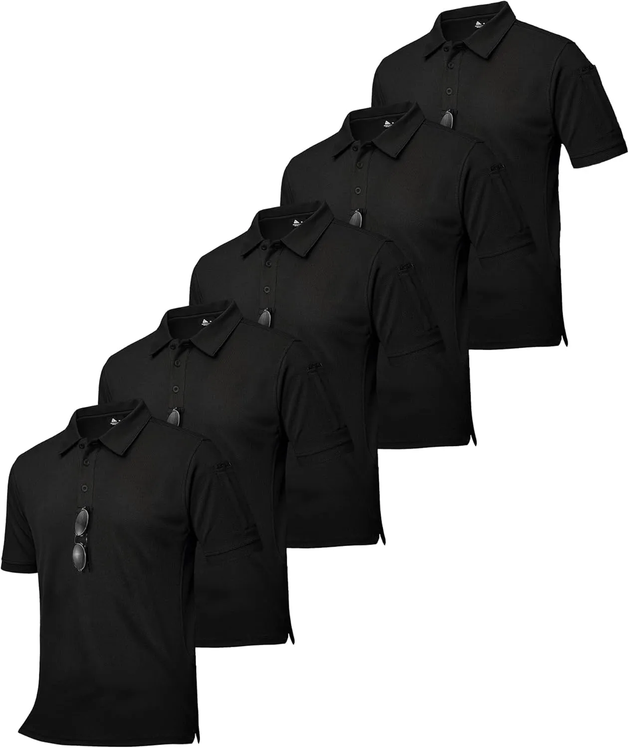 ZITY 5 Pack Tactical Polo Shirts for Men Golf Shirt Short Sleeve Athletic Performance Moisture Wicking Work Outdoor Tshirts